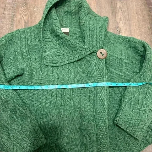 KilKenny Louisburgh Cable Cardigan Ireland Made 100% Merino Wool Green  Sz S - Picture 3 of 6